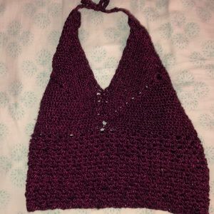 Dark purple knit crop top